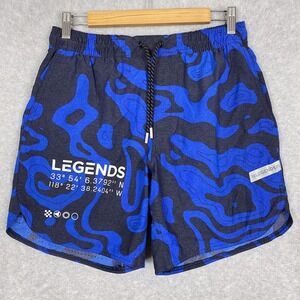 Legends Short Mens M Blue Luka Lined Spell Out All Over Print